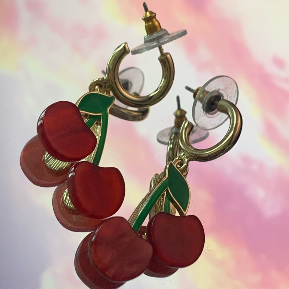 Retro Cherry 🍒 Hoop Earrings